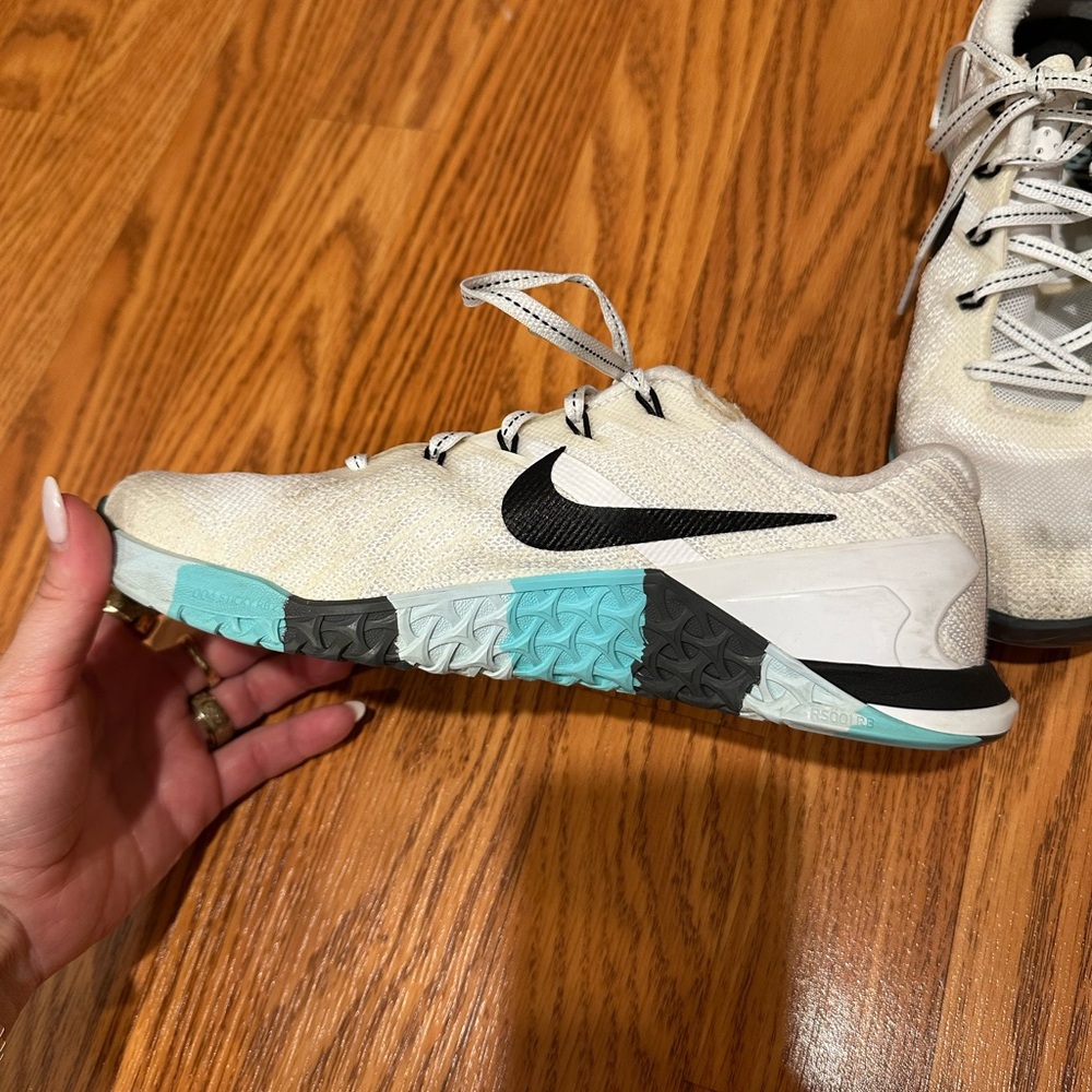 Nike Women's MetCon 3’s, White and Blue Lifting Sneakers